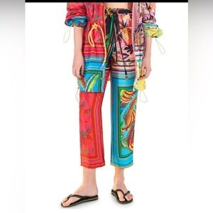 Farm Rio Mixed Scarf Pants Multi Size M